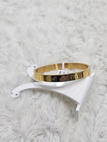 Ram Gold Plated Engraved Bangle Bracelet