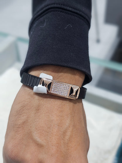 Black Flex Bracelet with Rose Gold Diamond Panel