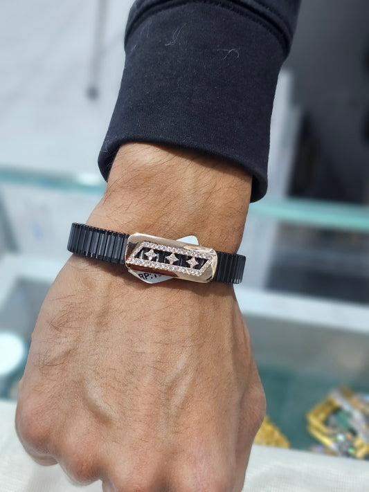 Black Flex Bracelet with Rose Gold Diamond Accent