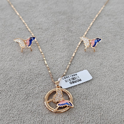Golden Noor Butterfly Pendant Set
