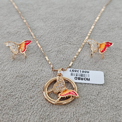 Golden Noor Butterfly Pendant Set
