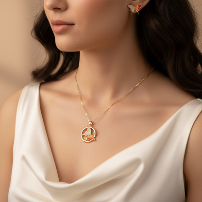 Golden Noor Butterfly Pendant Set