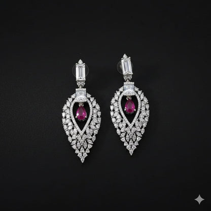 Ruby Teardrop Halo Earrings