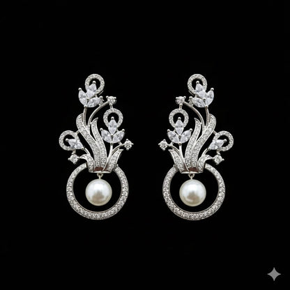 Pearl & Crystal Vintage Floral Drop Earrings