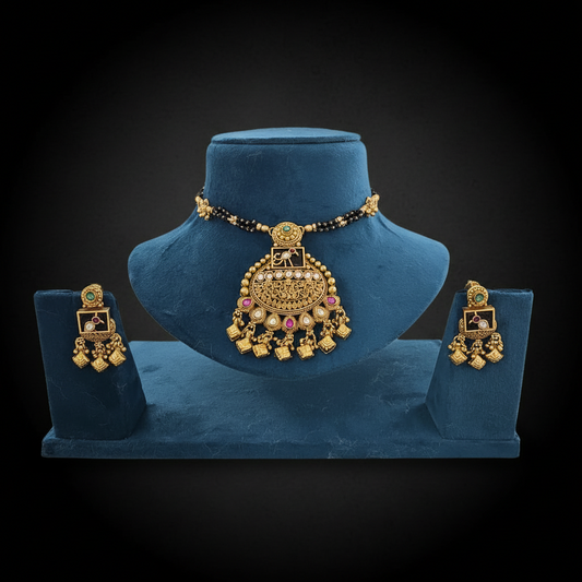 Royal Mangalsutra Temple Pendant Set