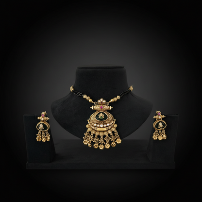Antique Emerald Lakshmi Mangalsutra Set