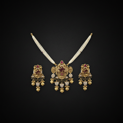“Regal Temple Heritage Necklace Set”