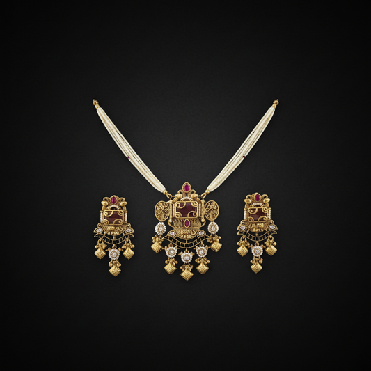 “Regal Temple Heritage Necklace Set”