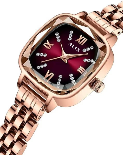 ALIX Women’s Rose Gold Square Dial Analogue Watch – AL2535 RGRD