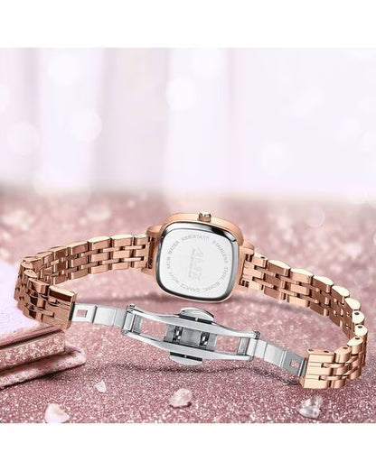 ALIX Women’s Rose Gold Square Dial Analogue Watch – AL2535 RGRD