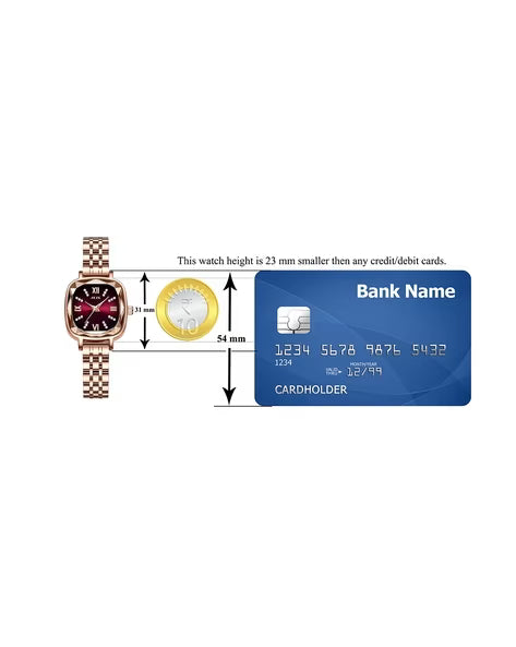 ALIX Women’s Rose Gold Square Dial Analogue Watch – AL2535 RGRD