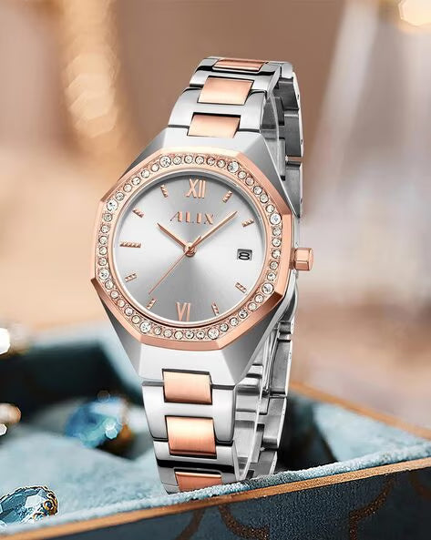 ALIX AL2531 SRGW Women’s Rose Gold & Silver Analog Watch – Stainless Steel Strap