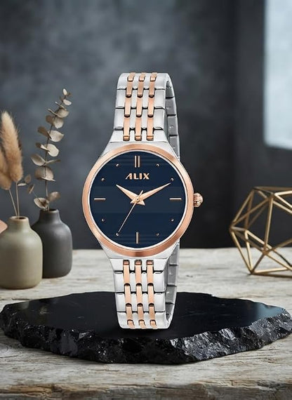 ALIX Women’s Luxury Blue Dial Stainless Steel Analog Watch – AL2542 SRGEB