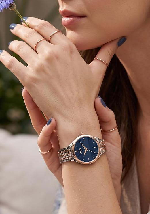 ALIX Women’s Luxury Blue Dial Stainless Steel Analog Watch – AL2542 SRGEB