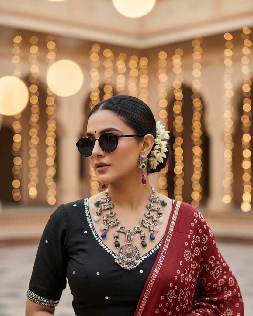 Navratri monsalisa necklace set for Women | Traditional Oxidised Jewellery | OOH CHHORI
