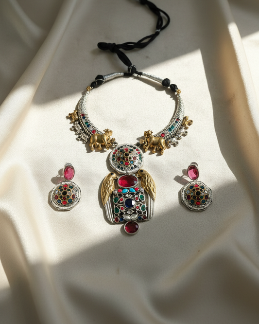 Oxidised Navratri Necklace for Garba