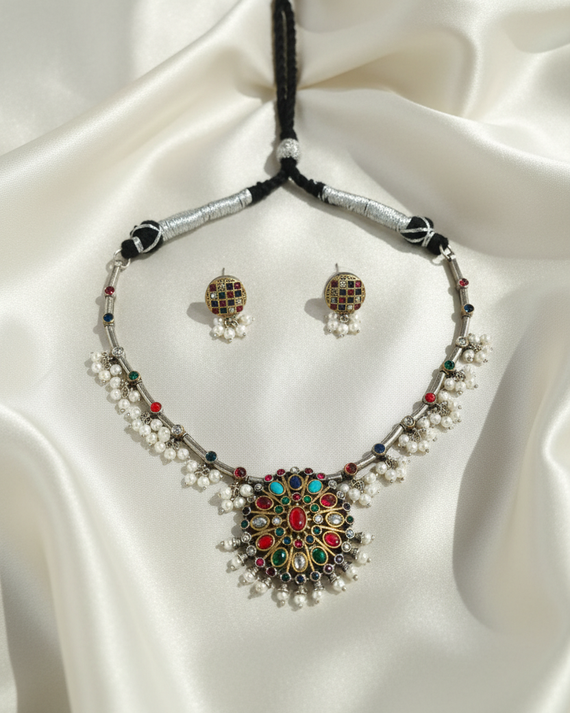 Oxidised Navratri Necklace for Garba