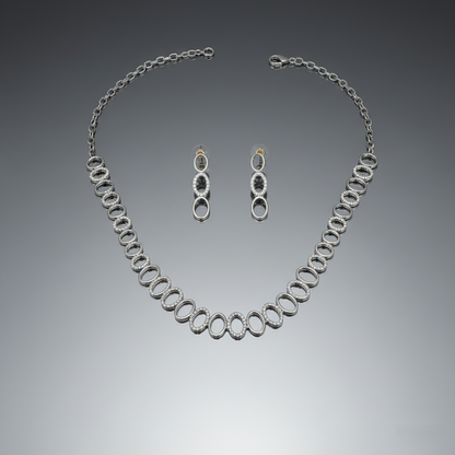 Celeste Loops – Rhodium-Plated American Diamond AD Necklace Set