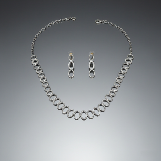 Celeste Loops – Rhodium-Plated American Diamond AD Necklace Set