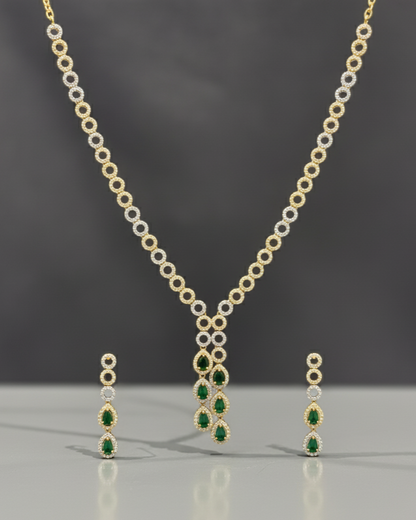 Green Empress Sparkle AD Necklace Set