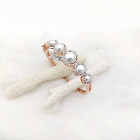 ROSE GOLD PLATED WITH PEARL AND CZ DIAMOND