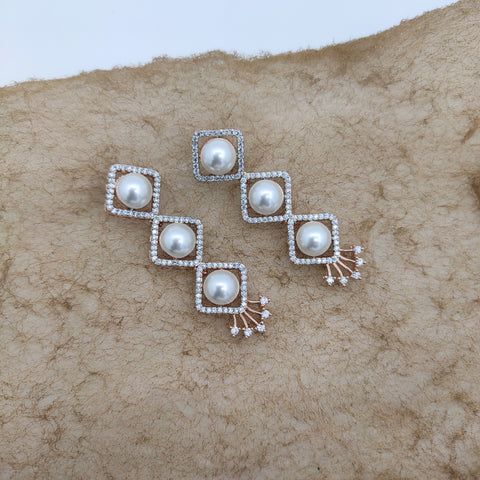 7 LEYAR PEARL SQUARE KALGI NECKLACES WITH CZ DAIMOND SETTING ROSE GOLD PLATED.