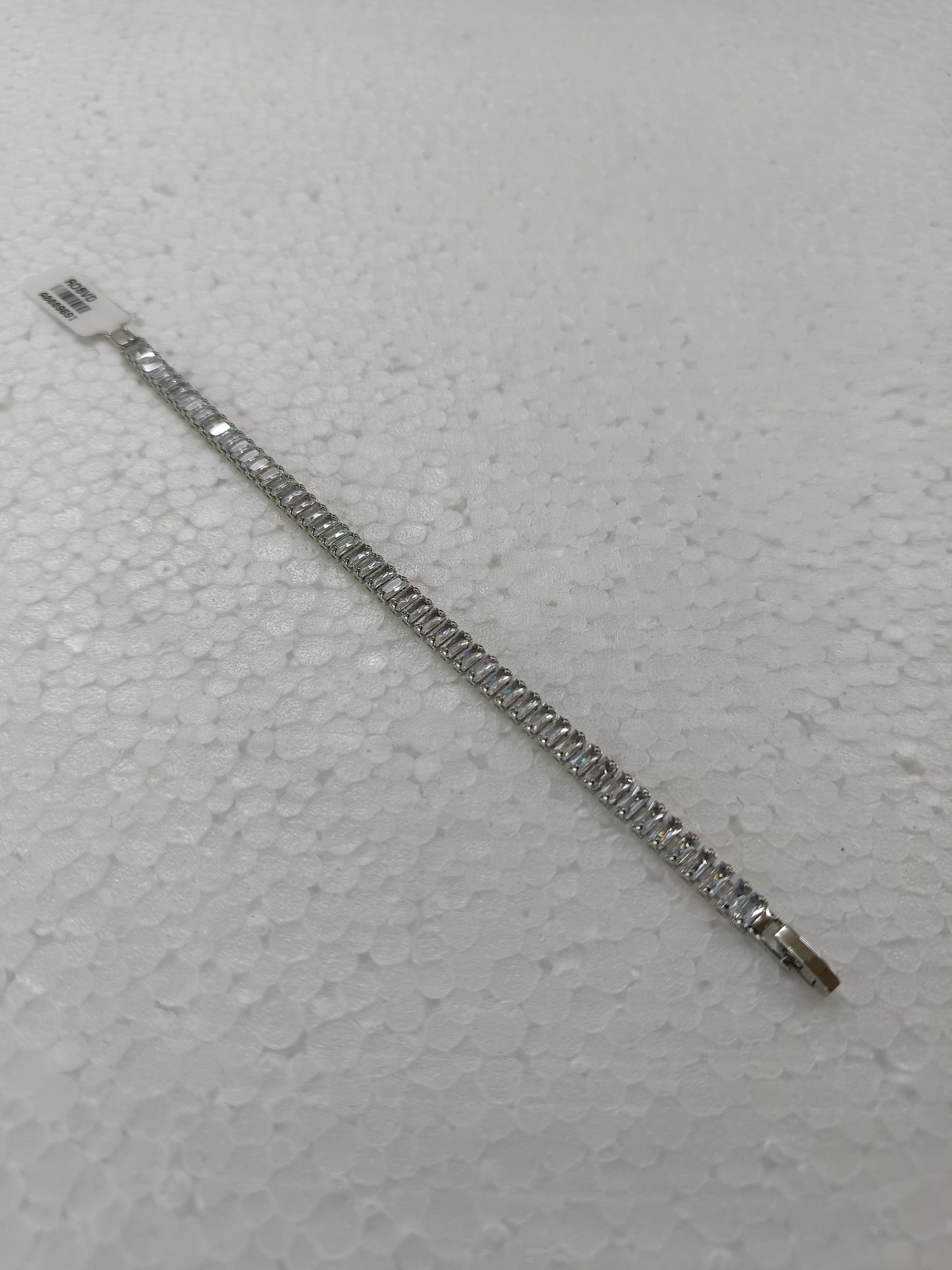 Elegant Silver-Toned Baguette Cut Crystal Tennis Bracelet
