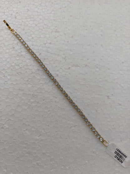 Luxury Gold-Plated Tennis Bracelet with Round-Cut Cubic Zirconia Stones