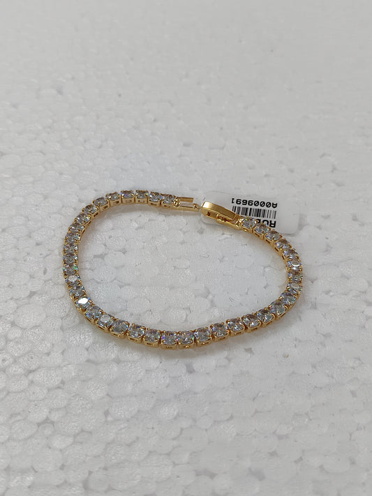 Luxury Gold-Plated Tennis Bracelet with Round-Cut Cubic Zirconia Stones