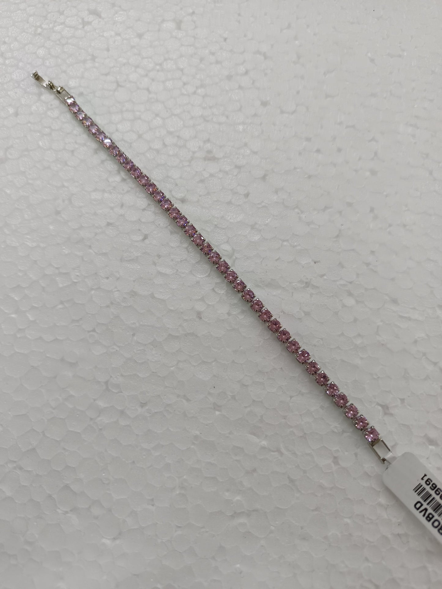 Baby Pink Sparkle Tennis Bracelet – Silver-Plated with Violet Cubic Zirconia