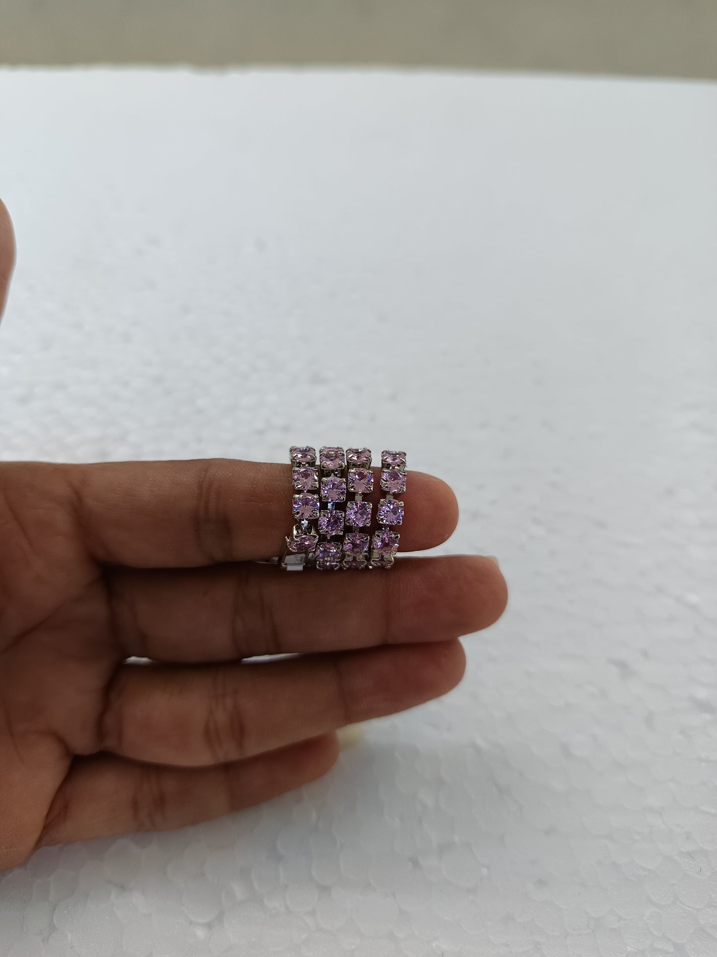Baby Pink Sparkle Tennis Bracelet – Silver-Plated with Violet Cubic Zirconia