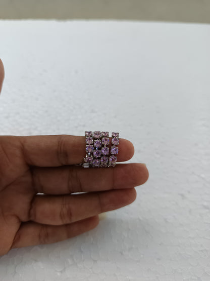 Baby Pink Sparkle Tennis Bracelet – Silver-Plated with Violet Cubic Zirconia