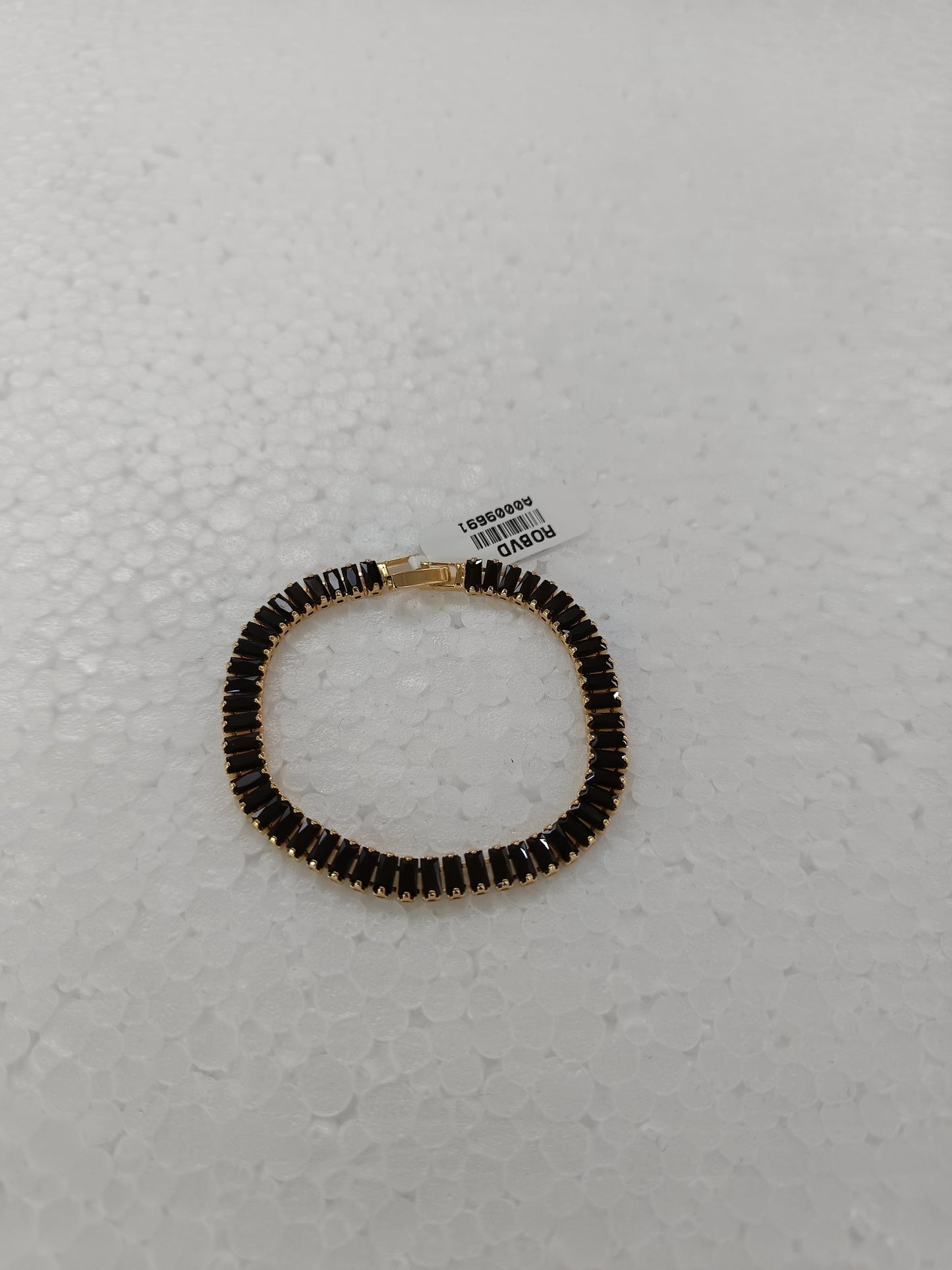 Noir Luxe Baguette Tennis Bracelet – Gold-Plated with Jet Black Stones