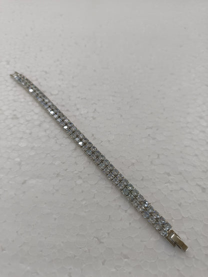 Double-Row Crystal Tennis Bracelet | Silver finish