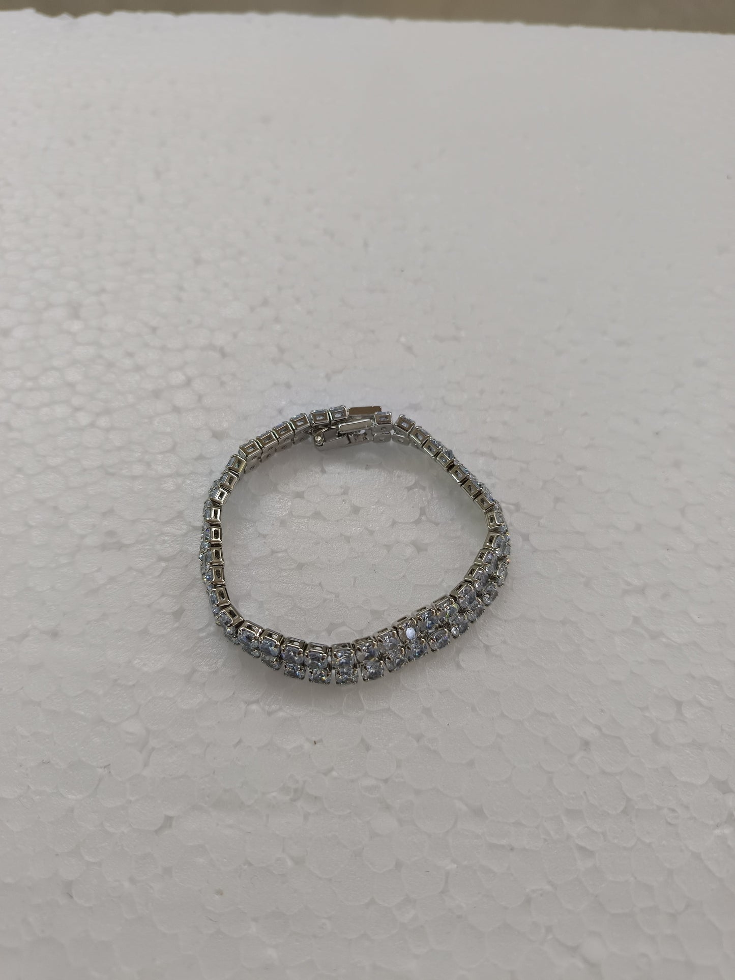 Double-Row Crystal Tennis Bracelet | Silver finish