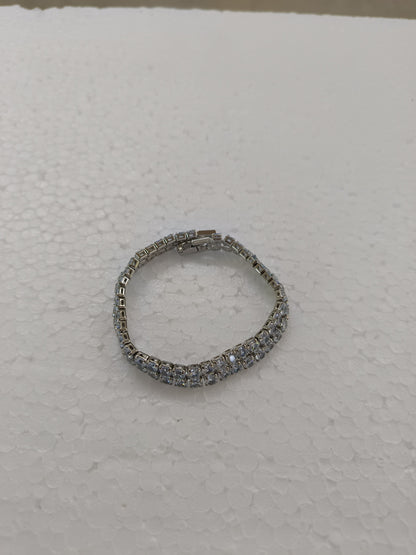 Double-Row Crystal Tennis Bracelet | Silver finish
