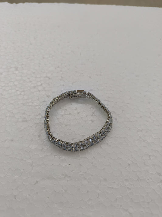 Double-Row Crystal Tennis Bracelet | Silver finish