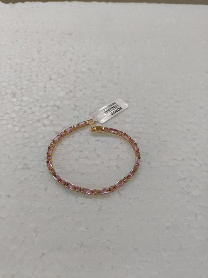 Pink Crystal Single-Row Tennis Bracelet