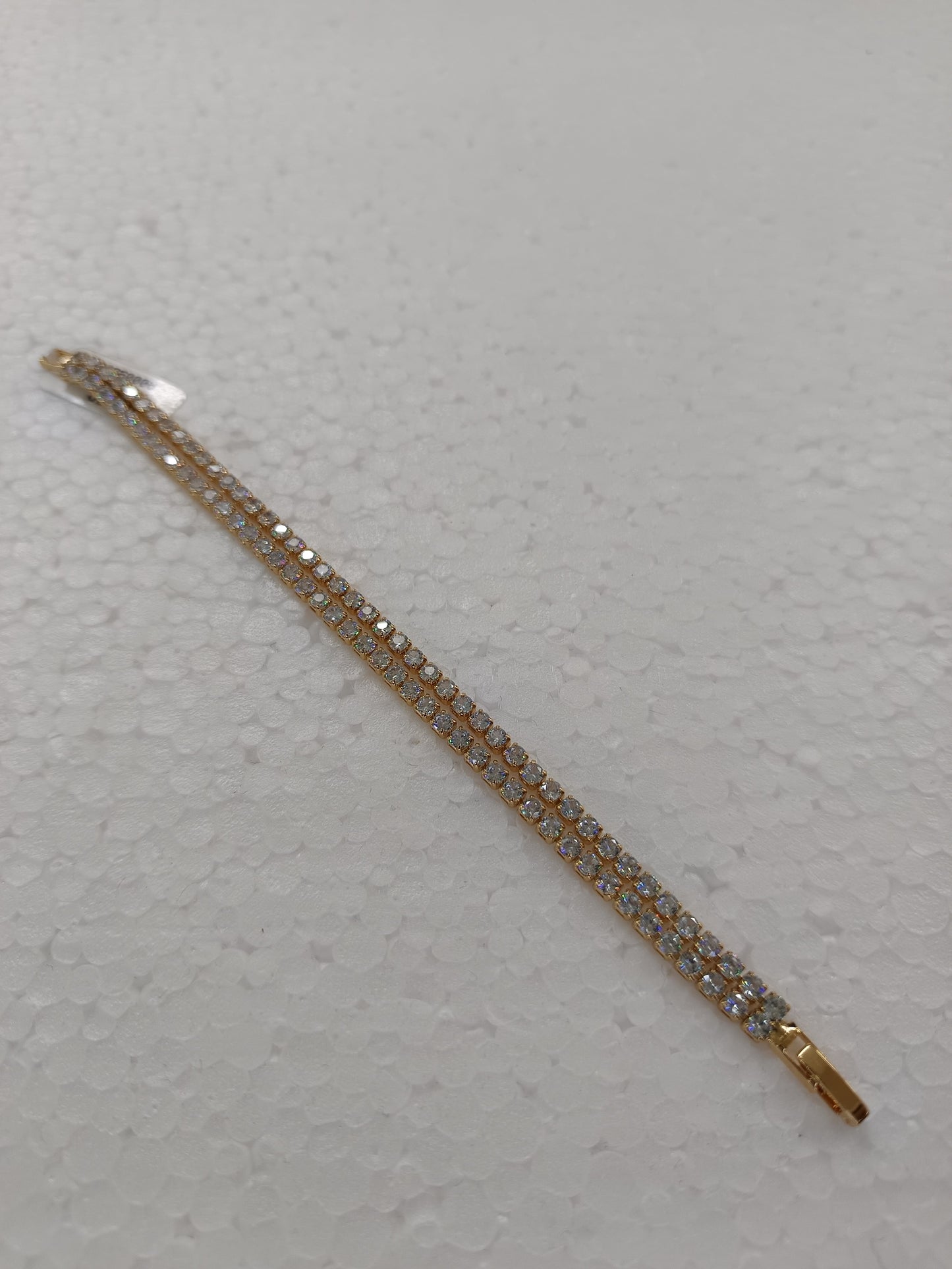 Double-Row Crystal Tennis Bracelet in Gold-Tone