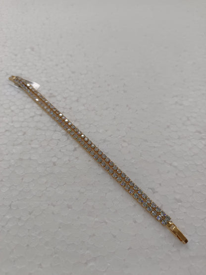 Double-Row Crystal Tennis Bracelet in Gold-Tone