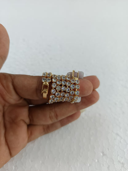 Double-Row Crystal Tennis Bracelet in Gold-Tone