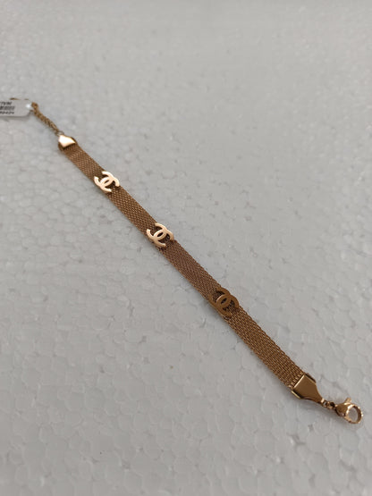 Rose Gold-Tone SS Mesh Bracelet with CC Charm