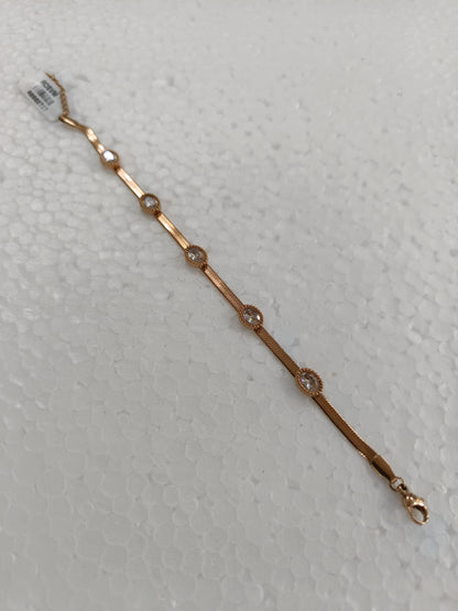 Rose Gold-Tone SS Chain Bracelet with Crystal Accents