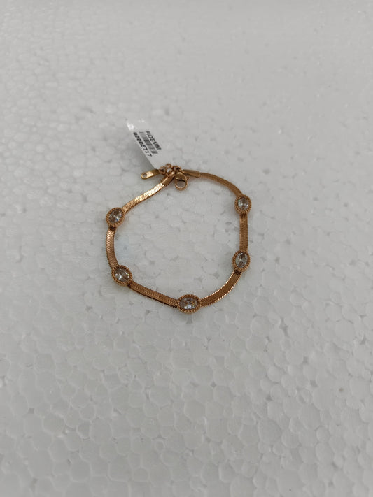 Rose Gold-Tone SS Chain Bracelet with Crystal Accents
