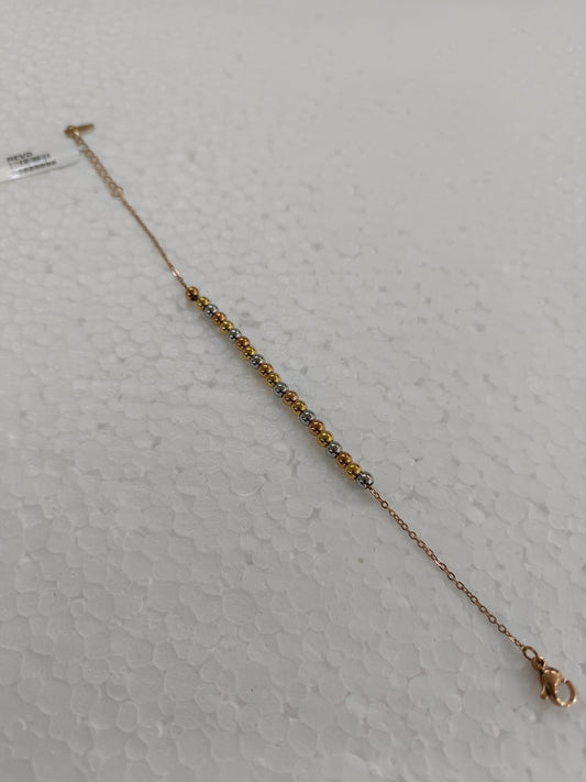 Dual-Tone Beaded Stainless Steel Chain Bracelet