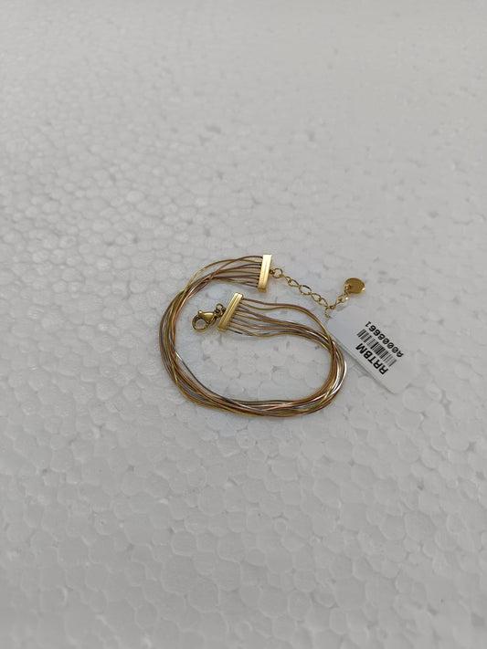 Stainless Steel Tricolor Strand Bracelet – Rose Gold, Silver & Gold