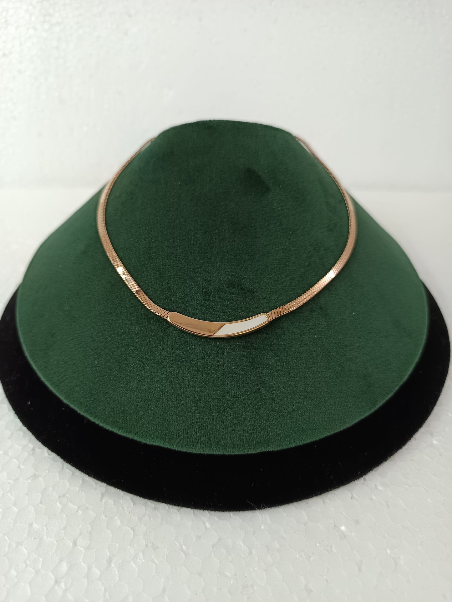 Gloss Finish Two-Tone MOP Inlay Choker | Stainless Steel Necklace