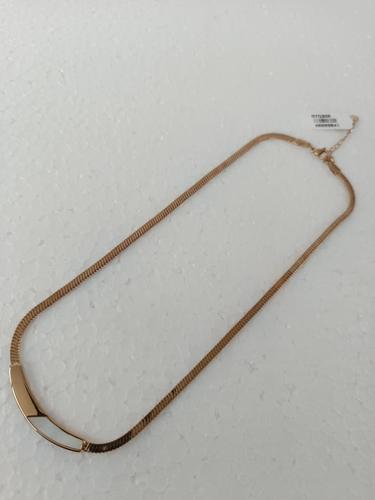 Gloss Finish Two-Tone MOP Inlay Choker | Stainless Steel Necklace
