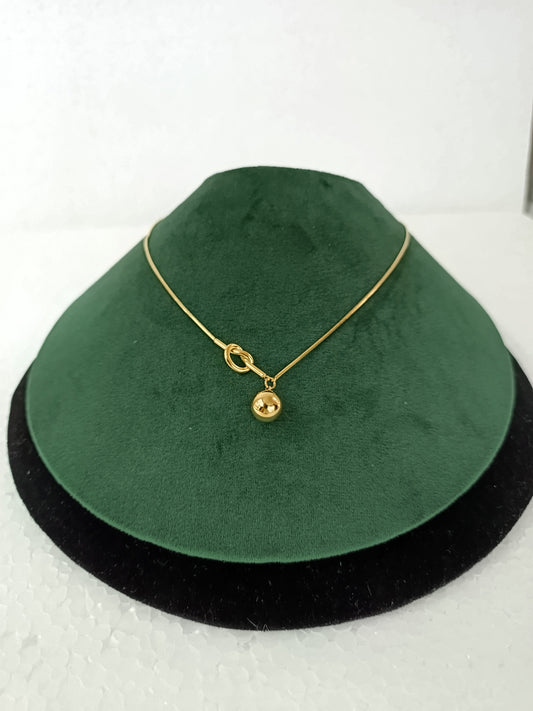 Minimal Gold Toggle Ball Pendant Necklace | Stainless Steel with Glossy Finish