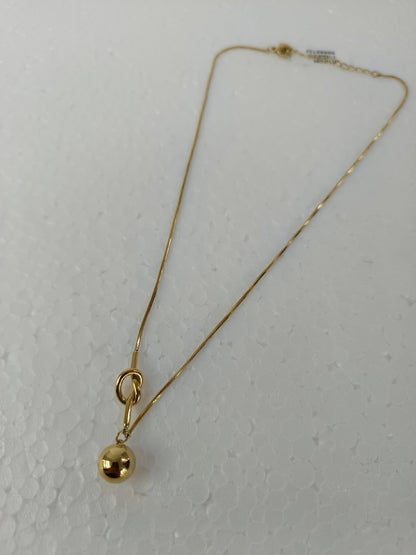 Minimal Gold Toggle Ball Pendant Necklace | Stainless Steel with Glossy Finish